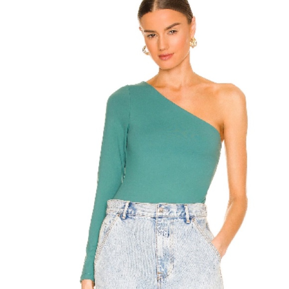 NWT, Susanna Monaco, women’s, one arm bodysuit in “blue spruce”